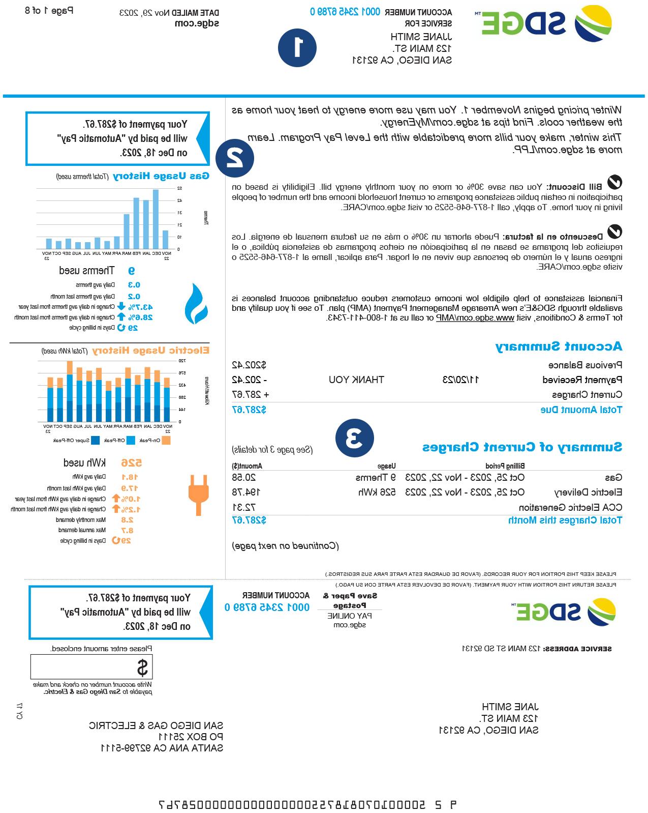 SDGE Bill Page 1